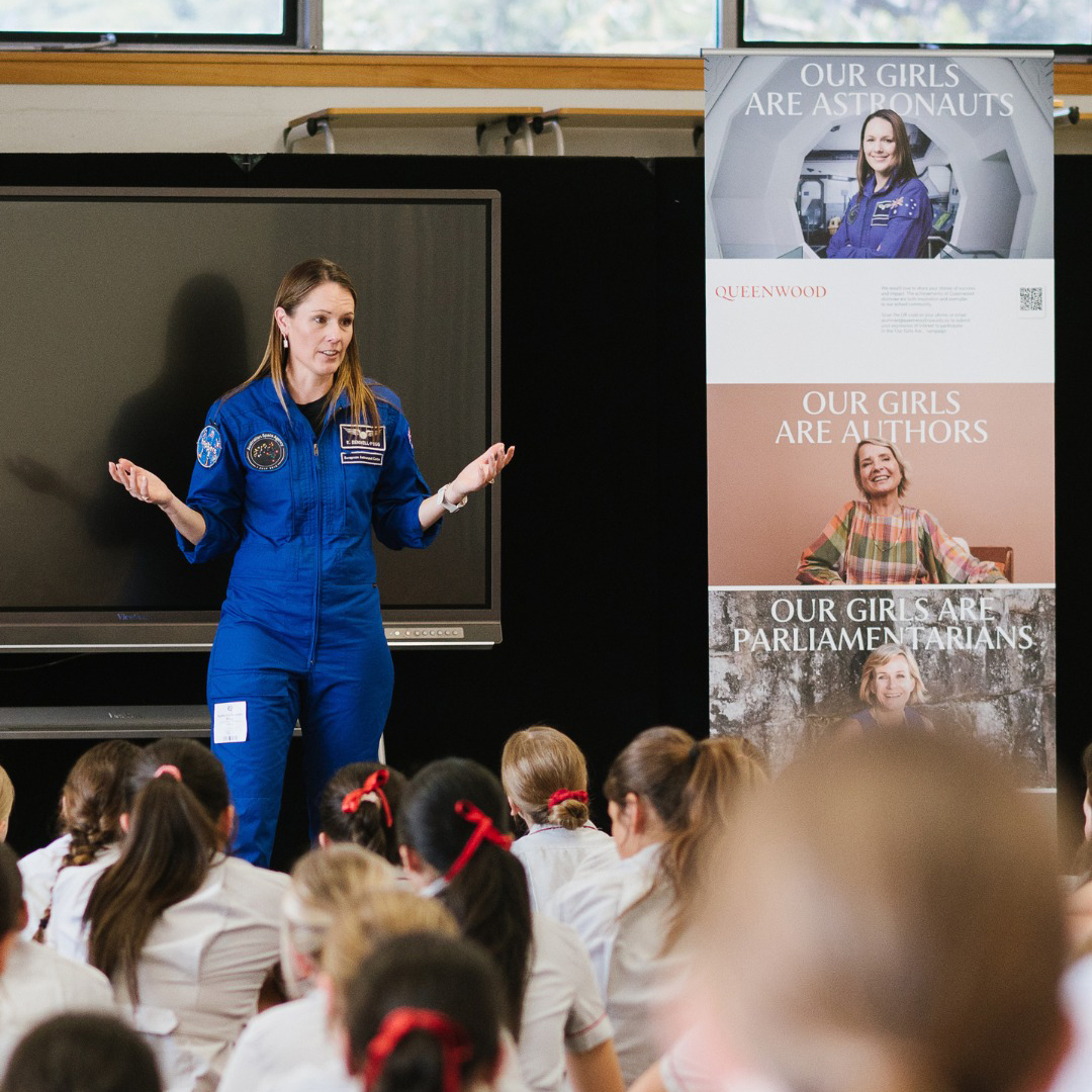 Katherine Bennell-Pegg speaking to young audience